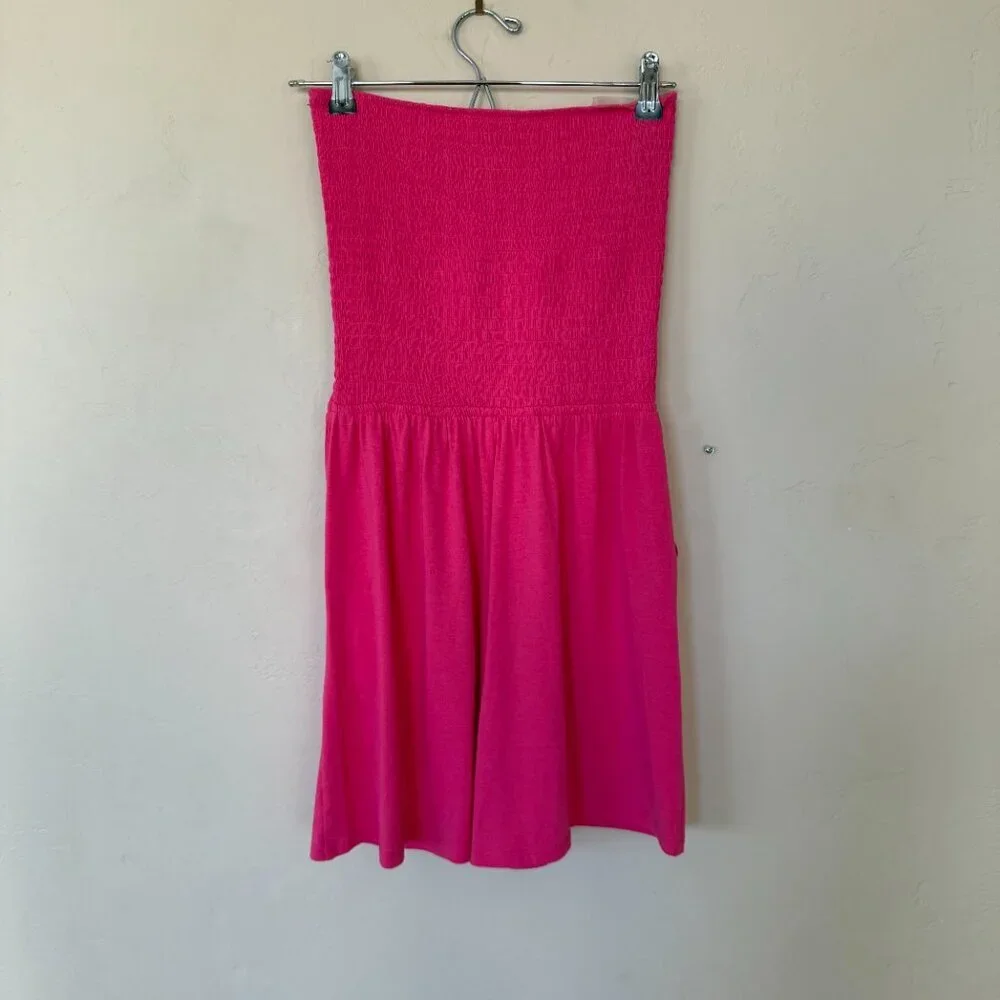 Zenana Hot Pink Strapless Smocked Romper Size Medium ๐ - Picture 6 of 7